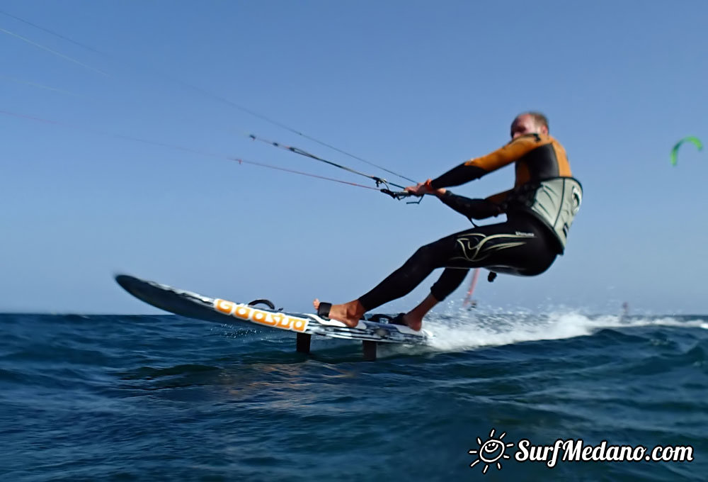 Slalom and kiterace jibe gybe with POINT-7 Andrea Cucchi, Jordy Vonk, Vincent Langer, Pascal Toselli, Christian Justesen, Kasper Juul Larsen, Blazej Blasco and Andrzej Japa Ozog in El Medano 14-02-2014  Tenerife