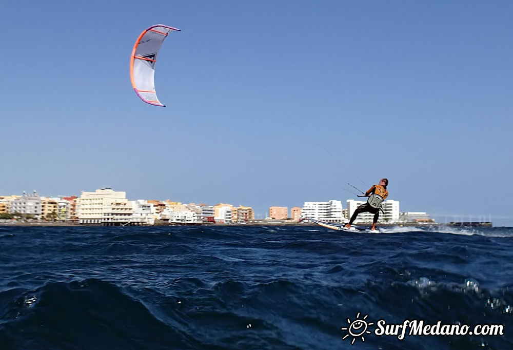 Slalom and kiterace jibe gybe with POINT-7 Andrea Cucchi, Jordy Vonk, Vincent Langer, Pascal Toselli, Christian Justesen, Kasper Juul Larsen, Blazej Blasco and Andrzej Japa Ozog in El Medano 14-02-2014  Tenerife