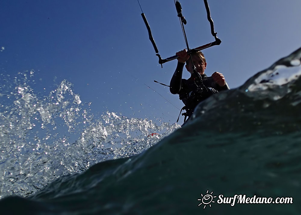 Slalom and kiterace jibe gybe with POINT-7 Andrea Cucchi, Jordy Vonk, Vincent Langer, Pascal Toselli, Christian Justesen, Kasper Juul Larsen, Blazej Blasco and Andrzej Japa Ozog in El Medano 14-02-2014  Tenerife