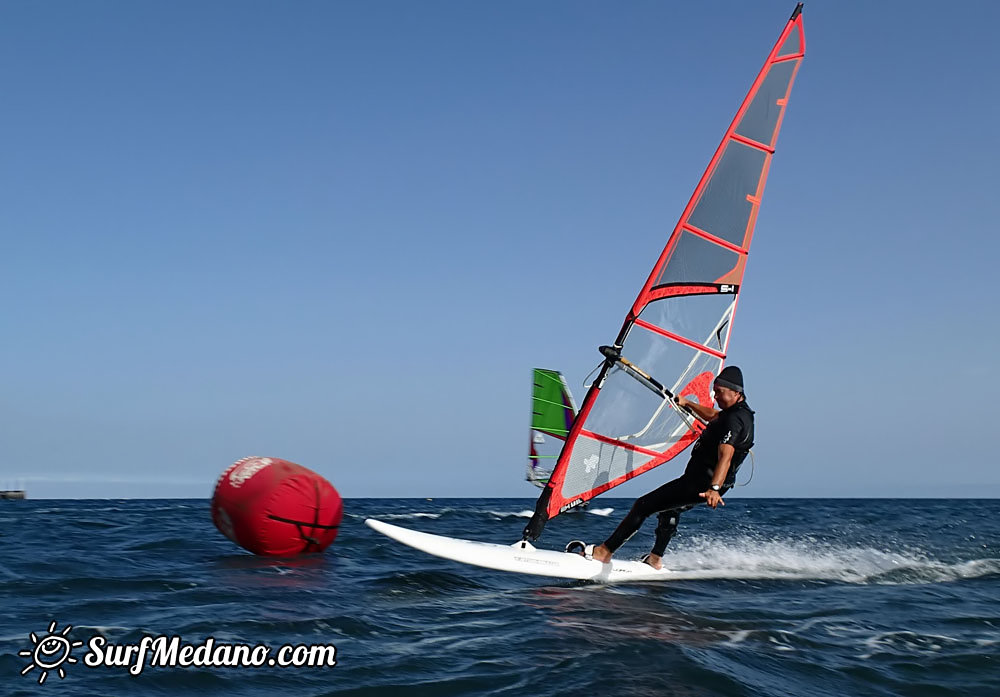 Slalom and kiterace jibe gybe with POINT-7 Andrea Cucchi, Jordy Vonk, Vincent Langer, Pascal Toselli, Christian Justesen, Kasper Juul Larsen, Blazej Blasco and Andrzej Japa Ozog in El Medano 14-02-2014  Tenerife