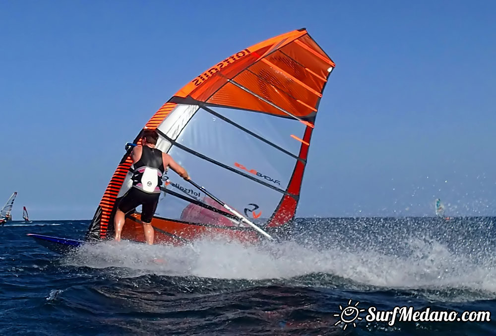 Slalom and kiterace jibe gybe with POINT-7 Andrea Cucchi, Jordy Vonk, Vincent Langer, Pascal Toselli, Christian Justesen, Kasper Juul Larsen, Blazej Blasco and Andrzej Japa Ozog in El Medano 14-02-2014  Tenerife