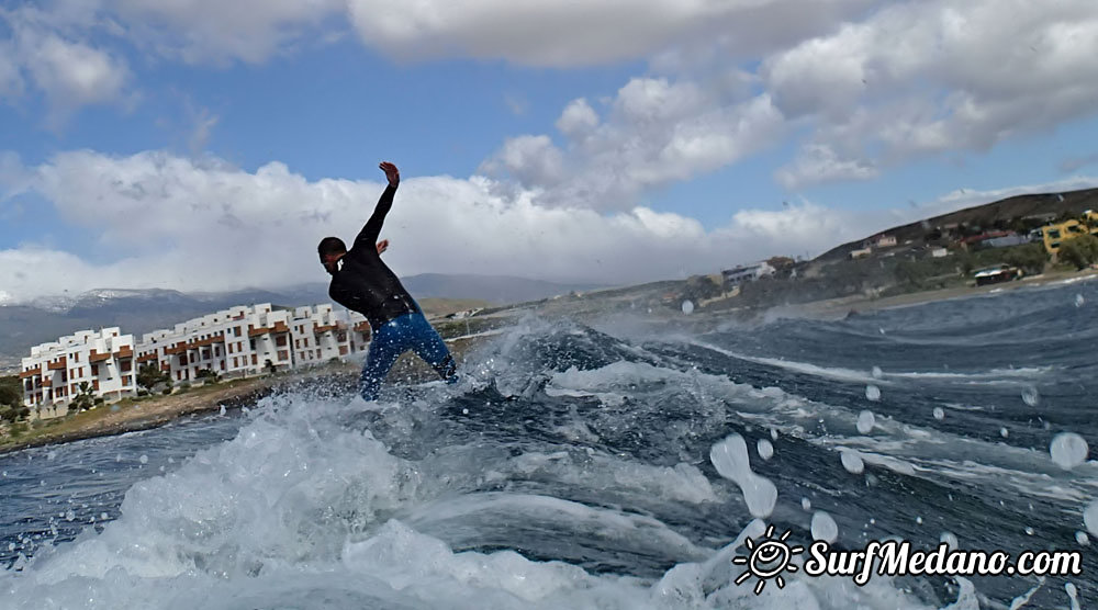 Surfing at Playa Cabezo in El Medano Tenerife 16-02-2014 Tenerife