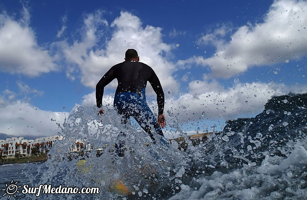 Surfing at Playa Cabezo in El Medano Tenerife 16-02-2014 Tenerife