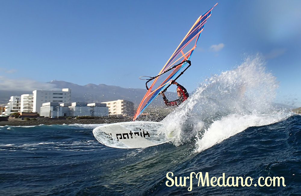 Wave riding at Harbour Wall aka Muelle in El Medano Tenerife