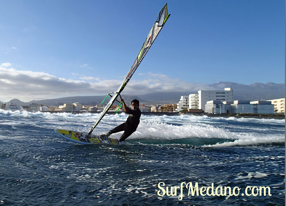 Wave riding at Harbour Wall aka Muelle in El Medano Tenerife