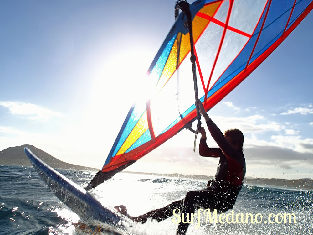 Wave riding at Harbour Wall aka Muelle in El Medano Tenerife