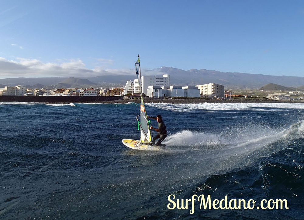 Wave riding at Harbour Wall aka Muelle in El Medano Tenerife