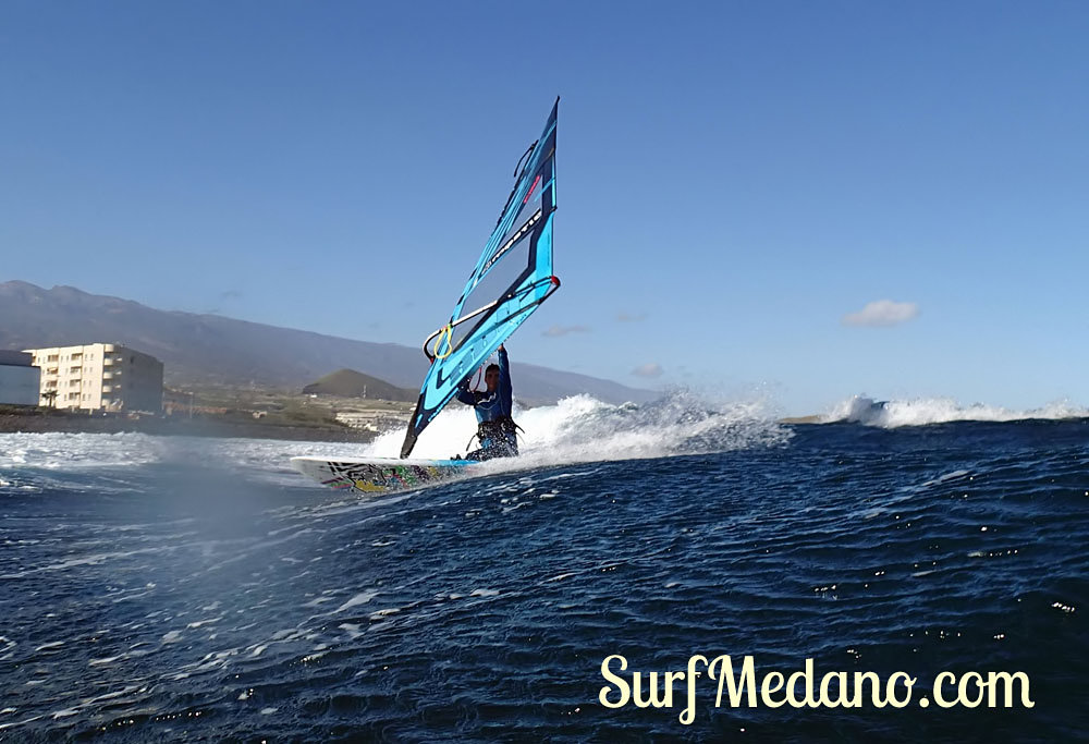 Wave riding at Harbour Wall aka Muelle in El Medano Tenerife