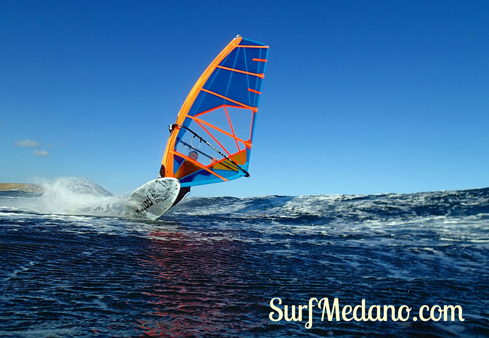 Wave riding at Harbour Wall aka Muelle in El Medano Tenerife