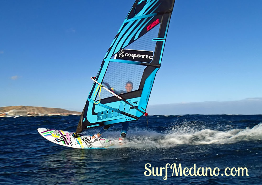 Wave riding at Harbour Wall aka Muelle in El Medano Tenerife