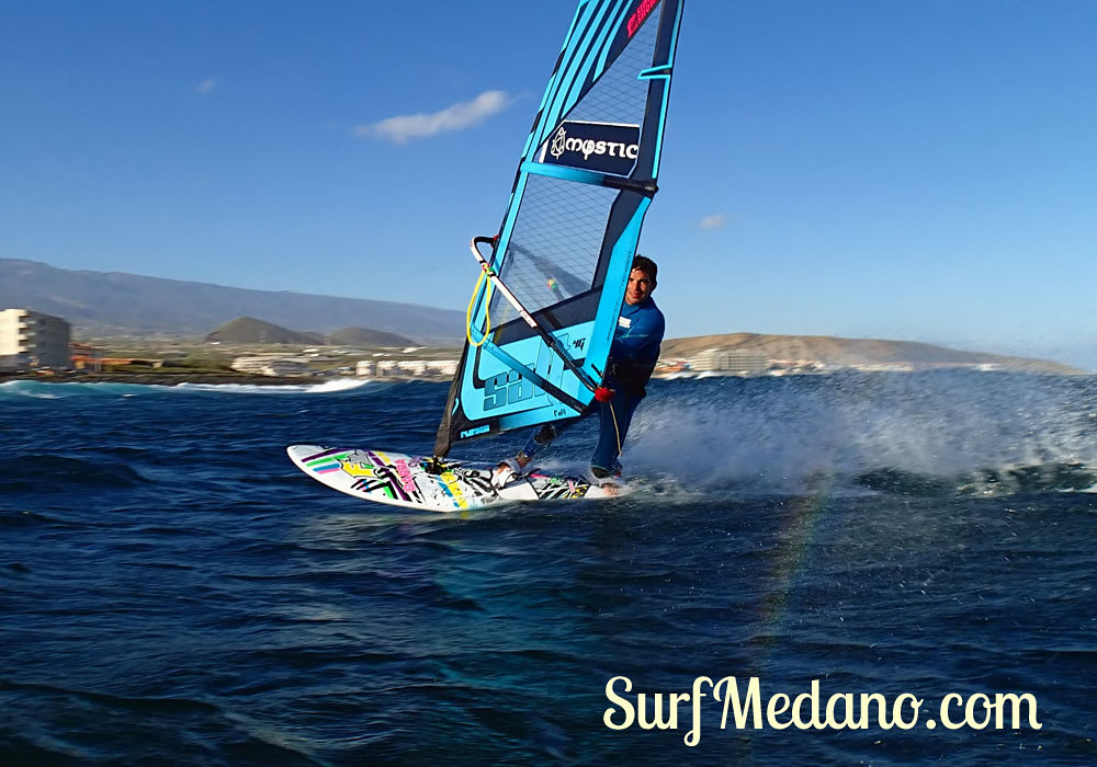 Wave riding at Harbour Wall aka Muelle in El Medano Tenerife