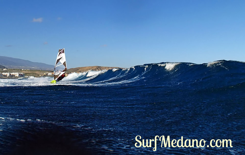 Wave riding at Harbour Wall aka Muelle in El Medano Tenerife