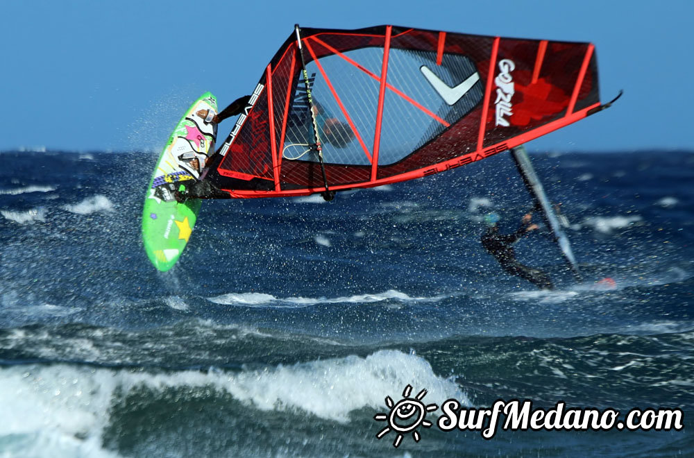 Windsurfing at El Cabezo in El Medano Tenerife 23-03-2014 with Alex Mussolini and friends  Tenerife