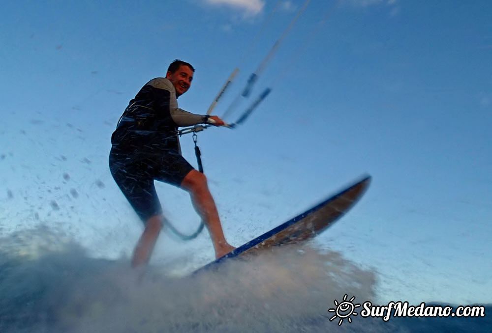 Sunset windsurfing at Harbour Wall in El Medano