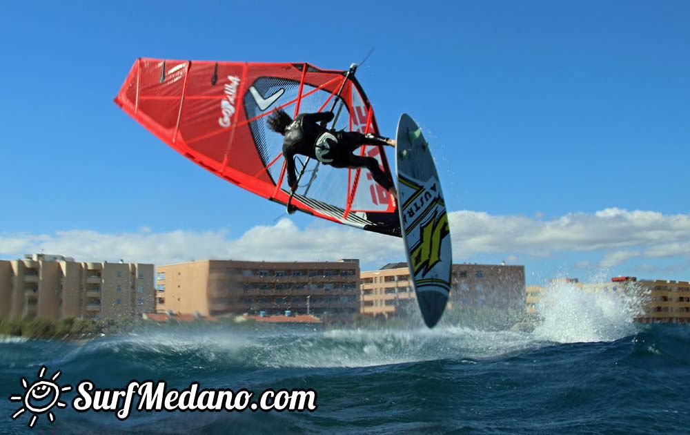 Sunset windsurfing at Harbour Wall in El Medano