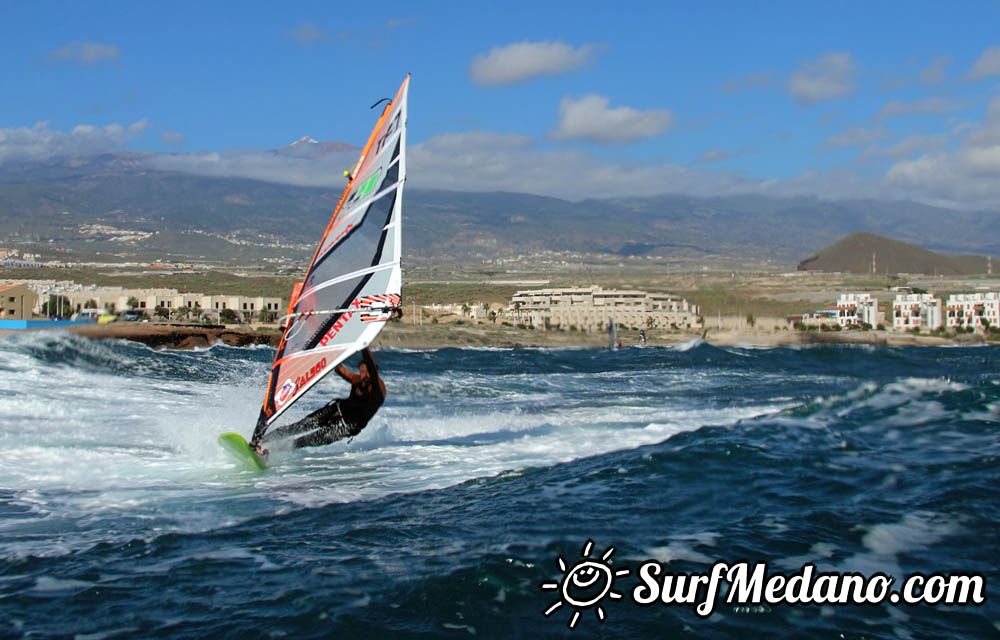 Sunset windsurfing at Harbour Wall in El Medano
