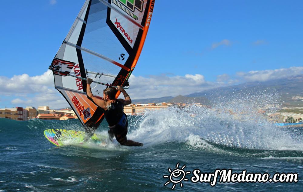 Sunset windsurfing at Harbour Wall in El Medano