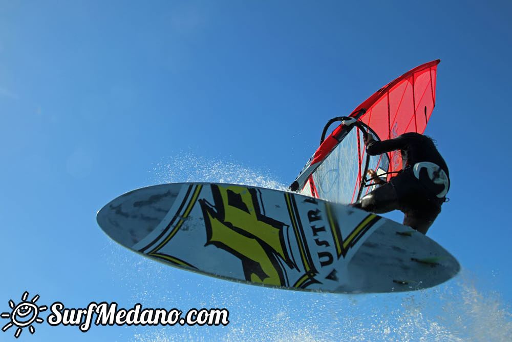 Sunset windsurfing at Harbour Wall in El Medano