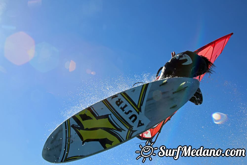 Sunset windsurfing at Harbour Wall in El Medano