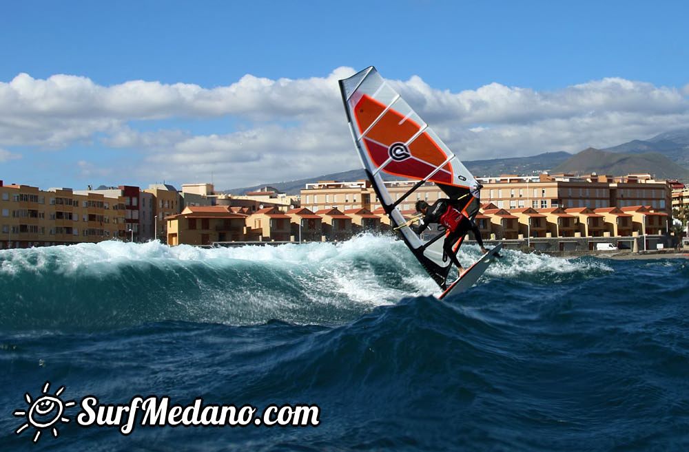 Sunset windsurfing at Harbour Wall in El Medano