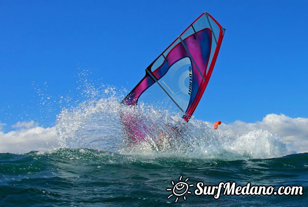 Sunset windsurfing at Harbour Wall in El Medano