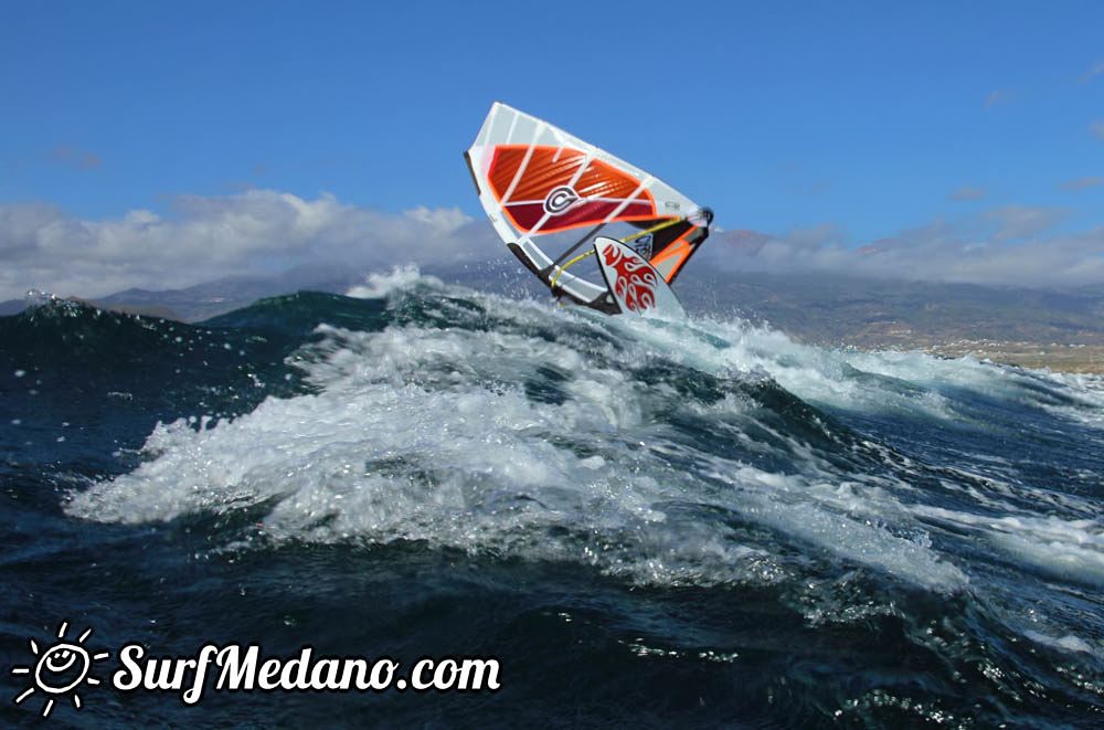 Sunset windsurfing at Harbour Wall in El Medano