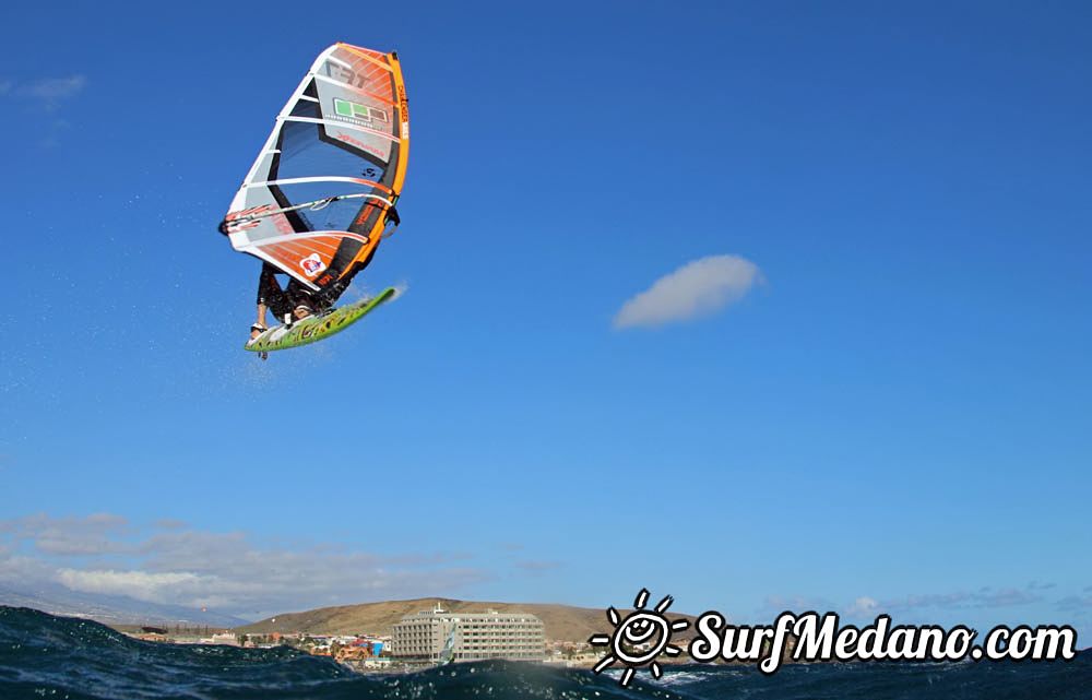 Sunset windsurfing at Harbour Wall in El Medano