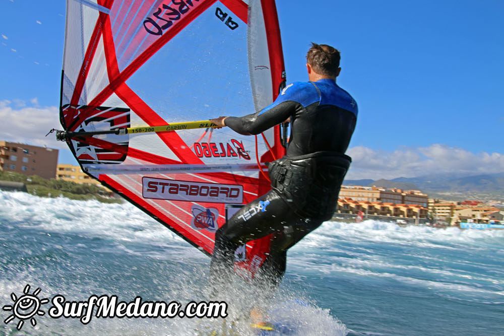 Sunset windsurfing at Harbour Wall in El Medano