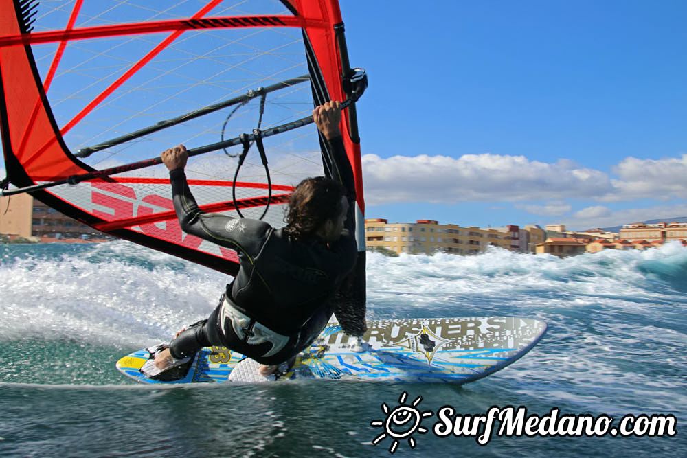 Sunset windsurfing at Harbour Wall in El Medano