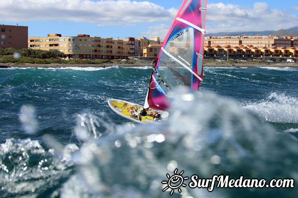 Sunset windsurfing at Harbour Wall in El Medano