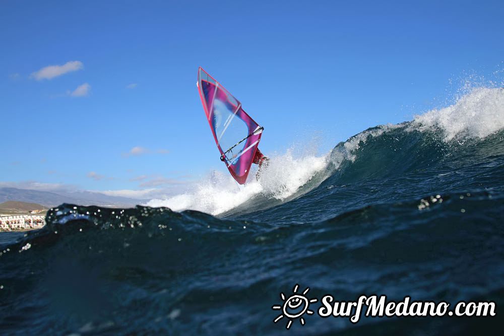 Sunset windsurfing at Harbour Wall in El Medano