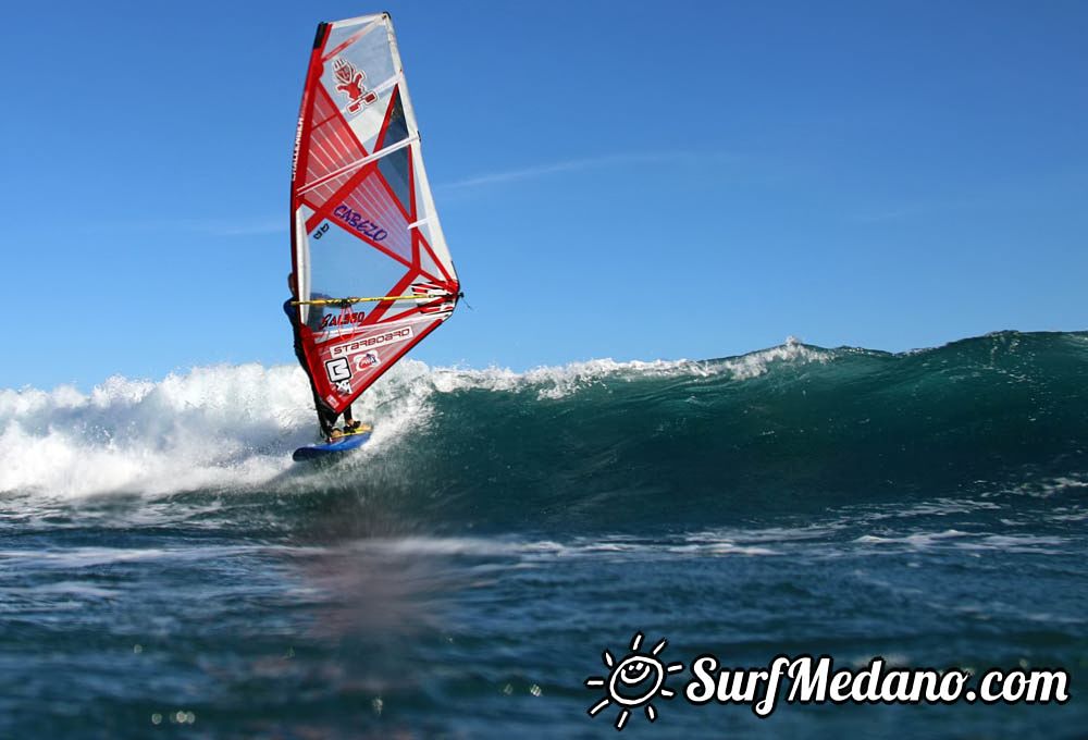 Sunset windsurfing at Harbour Wall in El Medano