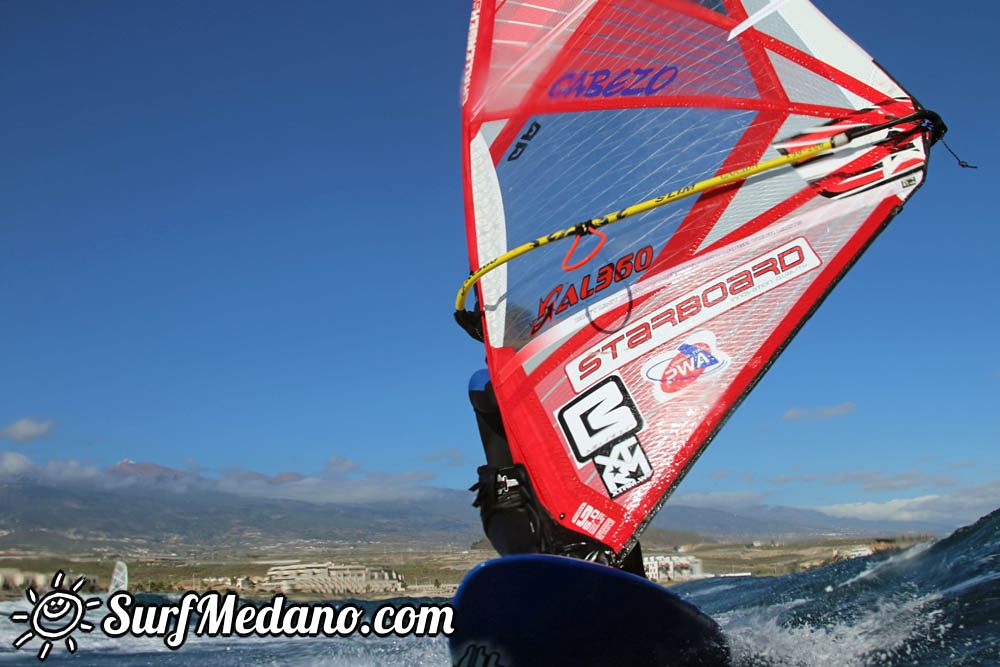 Sunset windsurfing at Harbour Wall in El Medano