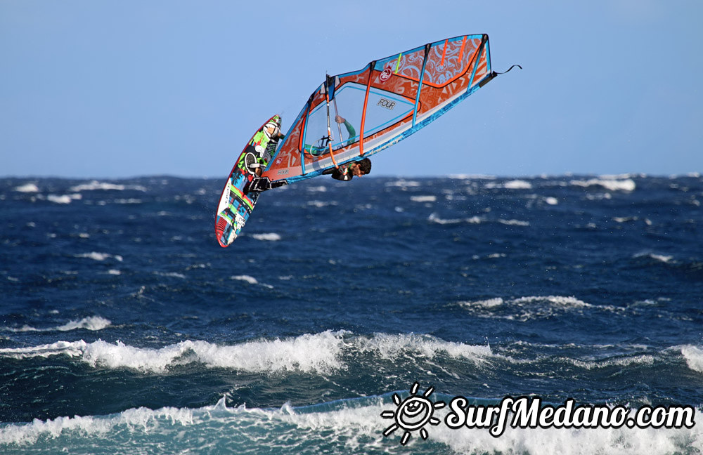 Windsurfing at El Cabezo in El Medano Tenerife 07-01-2015