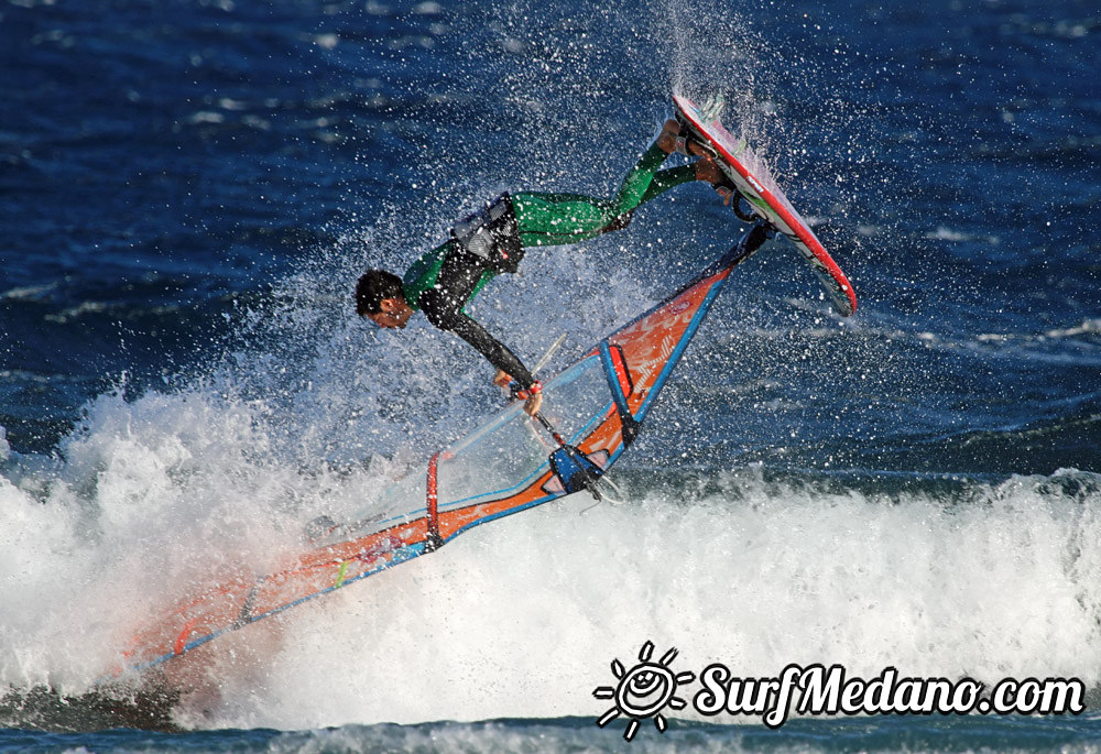 Windsurfing at El Cabezo in El Medano Tenerife 07-01-2015