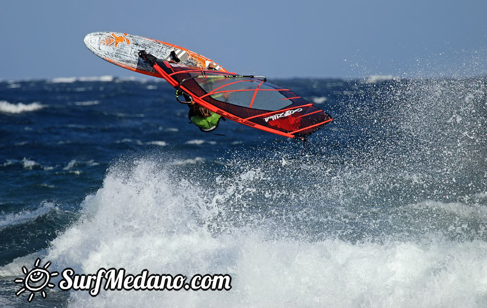 Riding waves at El Cabezo in El Medano 08-01-2014