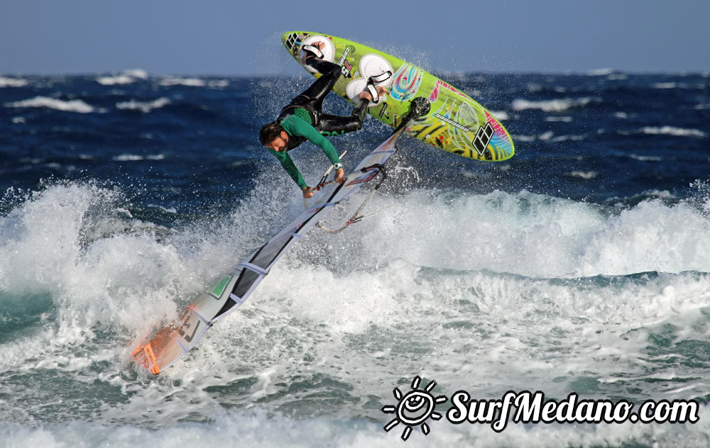 Riding waves at El Cabezo in El Medano 08-01-2014