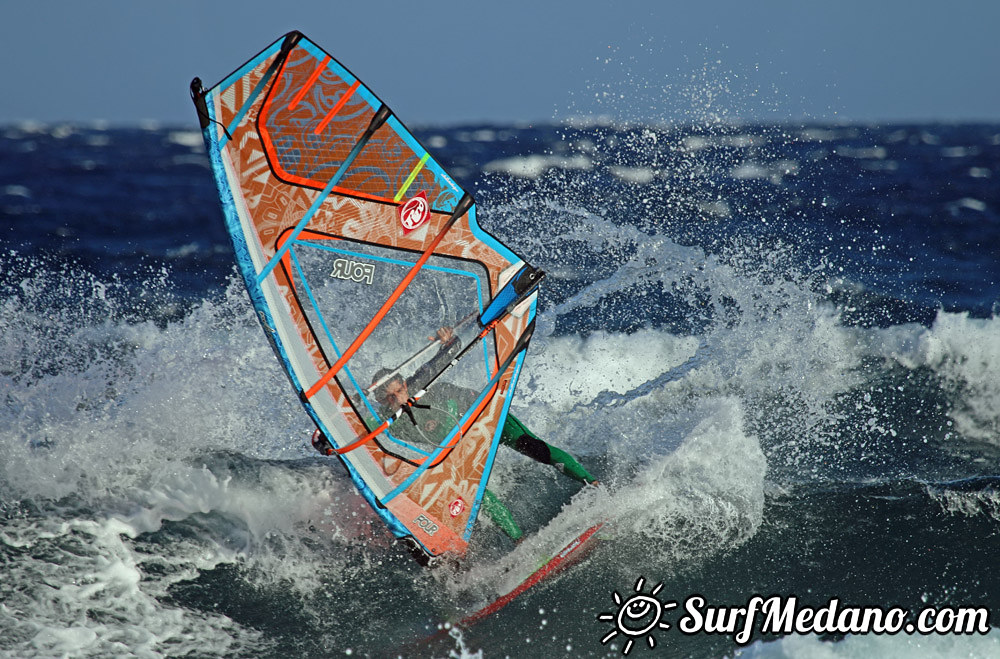 Riding waves at El Cabezo in El Medano 08-01-2014