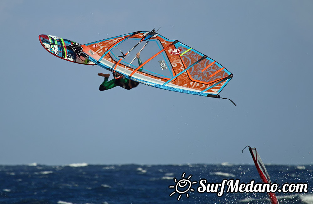 Riding waves at El Cabezo in El Medano 08-01-2014