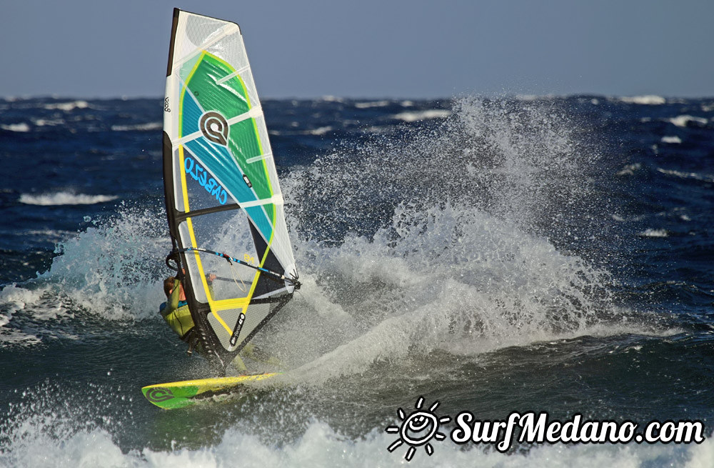 Riding waves at El Cabezo in El Medano 08-01-2014