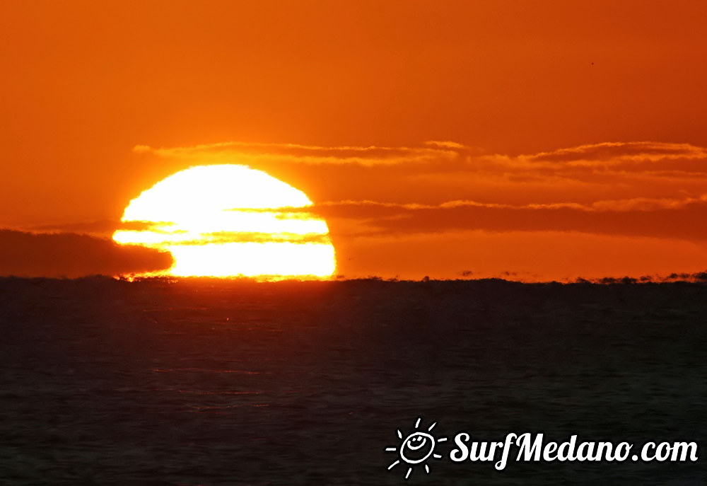 Sunrise at Playa Sur and Cabezo in El Medano Tenerife  