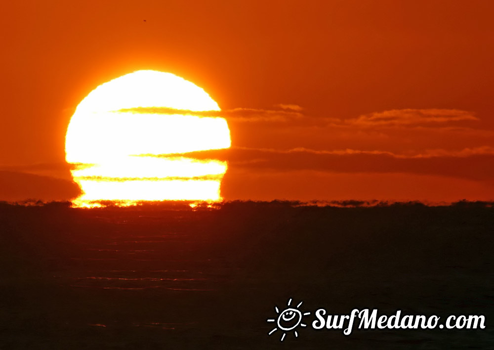 Sunrise at Playa Sur and Cabezo in El Medano Tenerife  