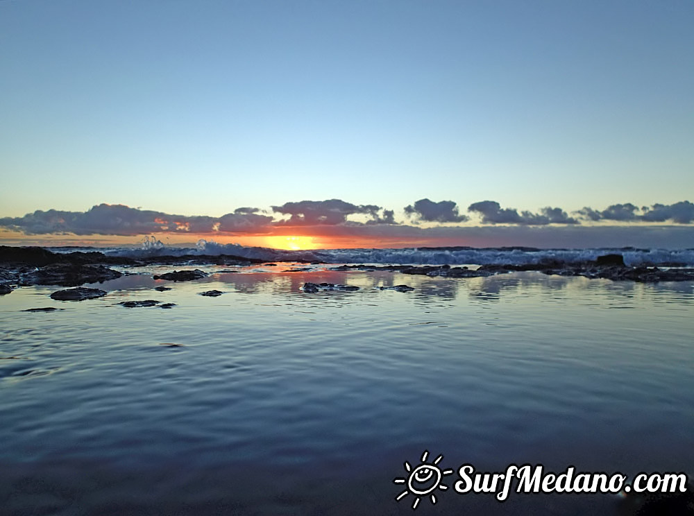 Sunrise at Playa Sur and Cabezo in El Medano Tenerife  