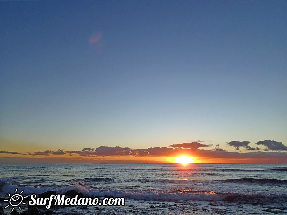 Sunrise at Playa Sur and Cabezo in El Medano Tenerife  