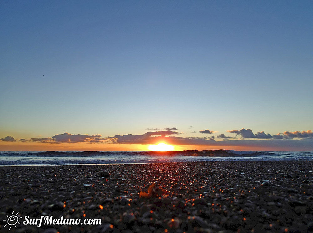 Sunrise at Playa Sur and Cabezo in El Medano Tenerife  