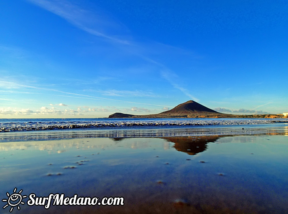 Sunrise at Playa Sur and Cabezo in El Medano Tenerife  