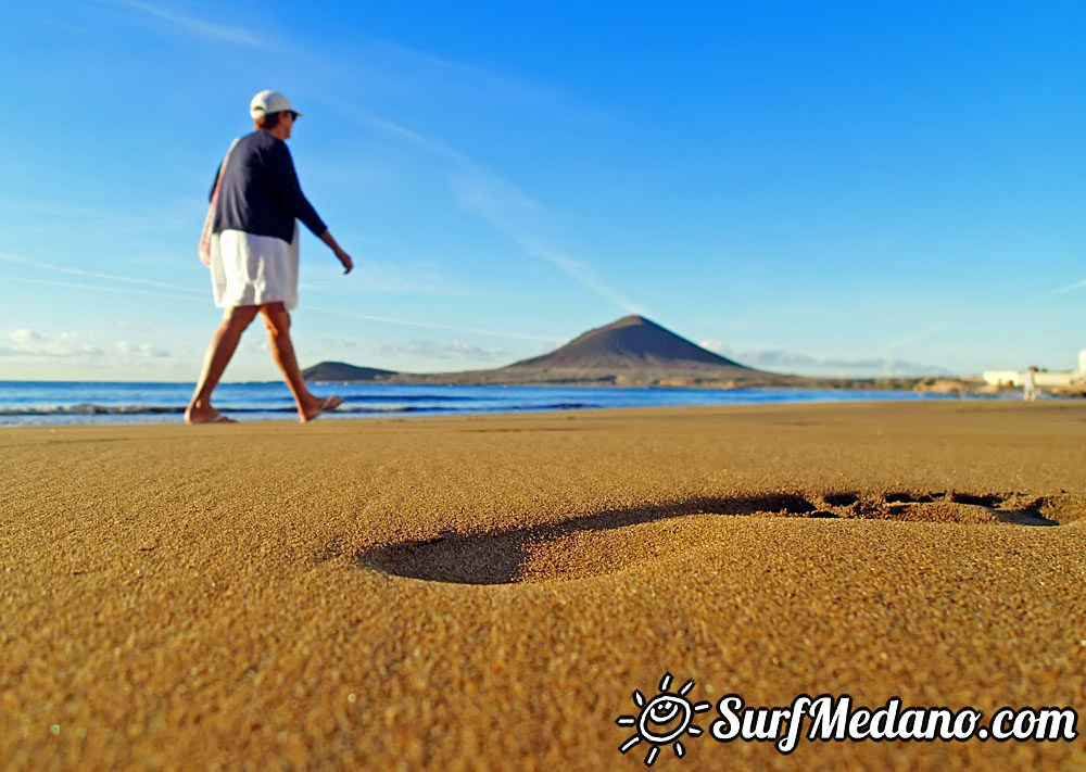 Sunrise at Playa Sur and Cabezo in El Medano Tenerife  