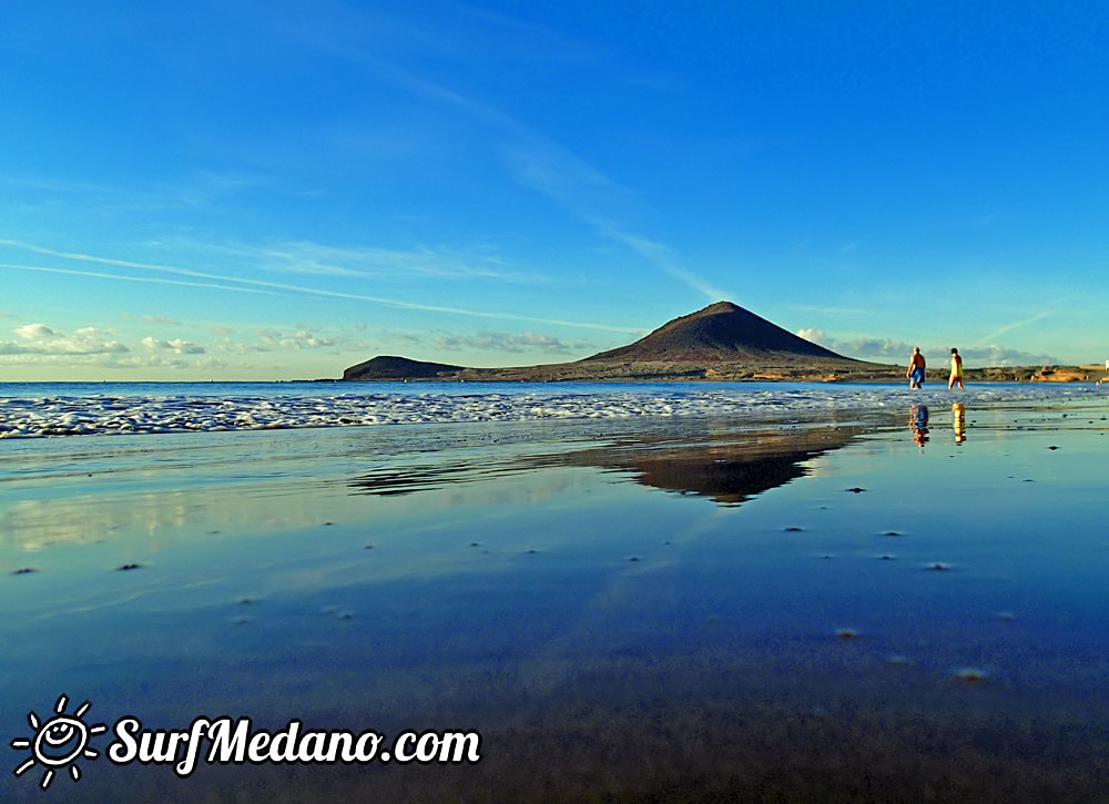 Sunrise at Playa Sur and Cabezo in El Medano Tenerife  