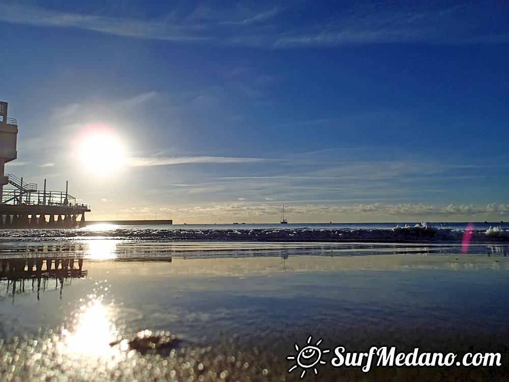 Sunrise at Playa Sur and Cabezo in El Medano Tenerife  