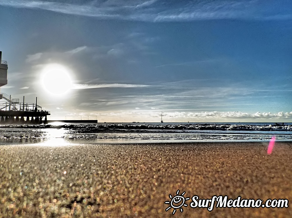 Sunrise at Playa Sur and Cabezo in El Medano Tenerife  